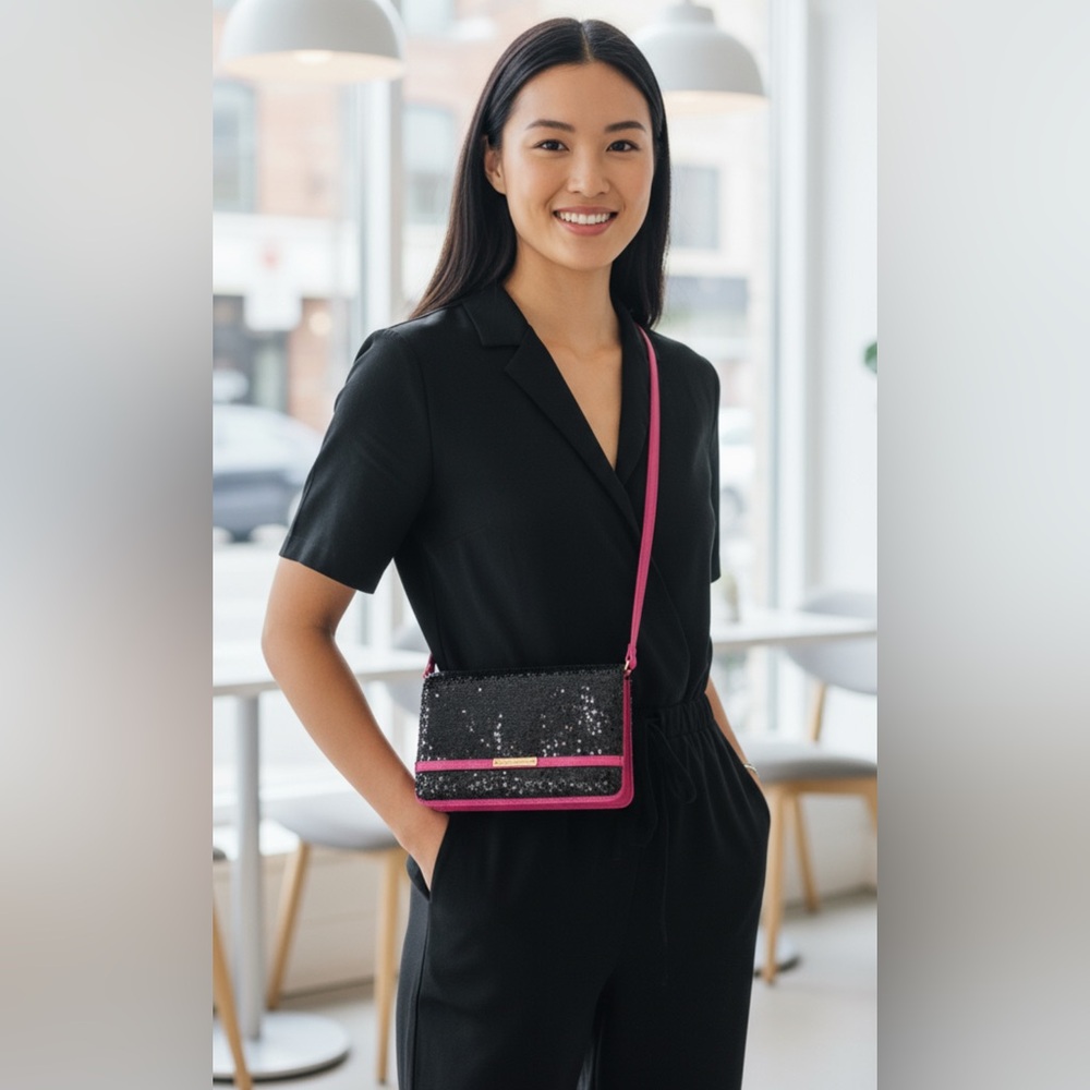 Juicy Couture crossbody bag color Hot pink/black - Picture 3 of 10